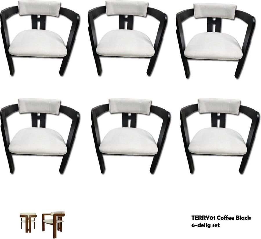 Merkloos Stoel TERRY01 Coffee Black 6-delig set. Per stoel 140€