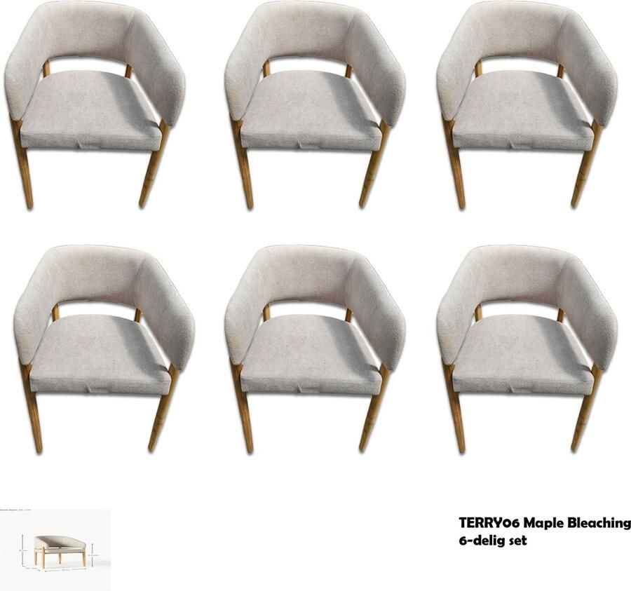 'merkloos'' Stoel TERRY06 Maple Bleaching 6-delig set. Per stoel 130€ - Foto 2