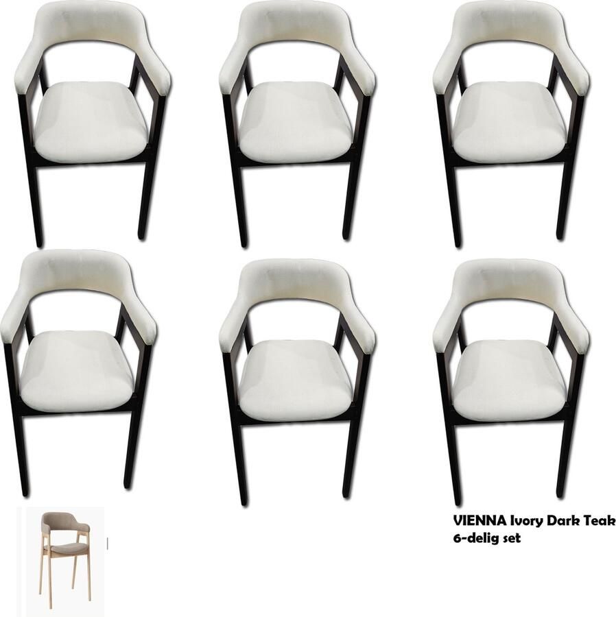 'merkloos'' Stoel VIENNA Ivory Dark Teak 6-delig set. Per stoel 130€ - Foto 2