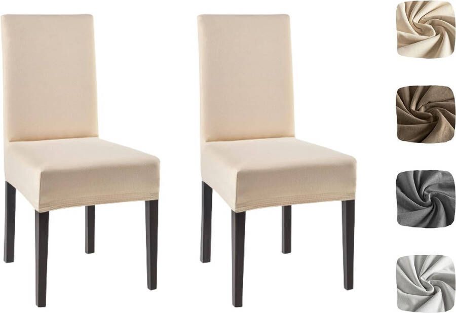 Merkloos Stoelbekleding van 96% katoen en 4% elastaan stoelhoezen in set van 2 voor stoelen en schommelstoelen (beige set van 2)