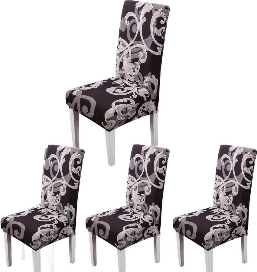 Merkloos Stoelhoezen Eetkamer Stoelhoes Stretch Elastische Hoezen Stoelbeschermer Eetkamerstoelhoes Verwijderbare Wasbare Voor Ceremonie Banket Bruiloft Decor (Bloem patroon 4 stukken)