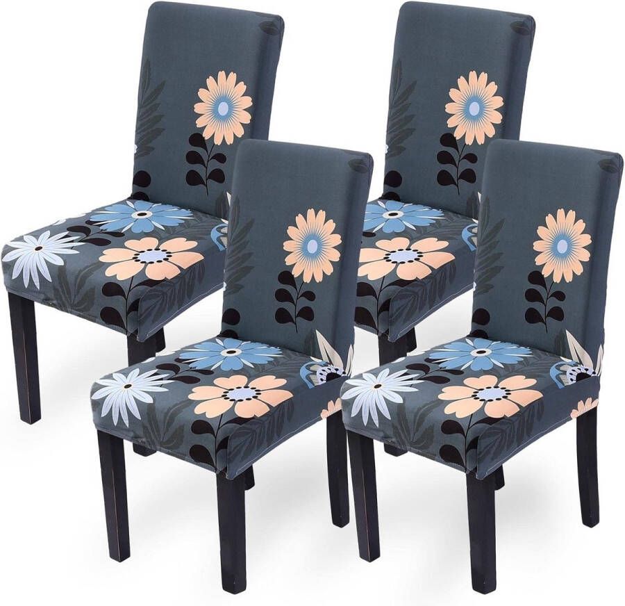 Merkloos Stoelhoezen Set van 4 stretch stoelhoezen voor eetkamerstoelen afneembare wasbare stoelen bescherming decoratie stoelhoes voor thuis keuken hotel restaurant banket bruiloft feest