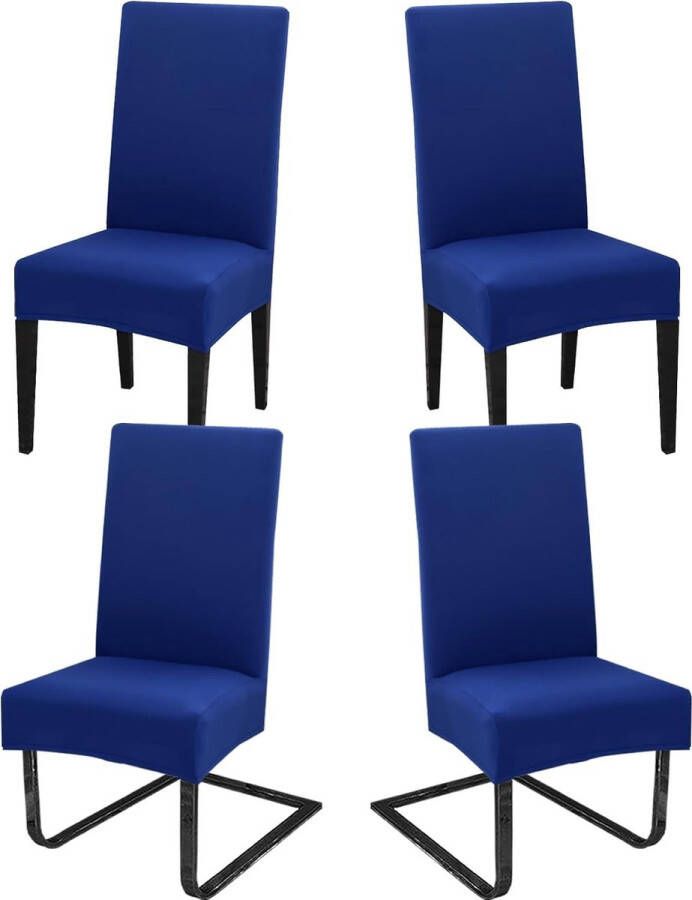 Merkloos Stoelhoezen set van 4 voor schommelstoelen afneembare wasbare stoelbescherming decoratie stretch stoelhoezen voor eetkamer bruiloft hotel keuken feestdecoratie ceremonie blauw