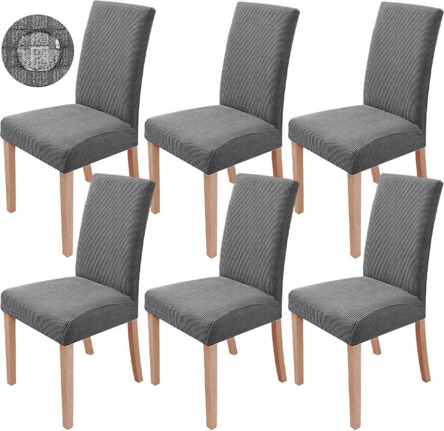 Merkloos Stoelhoezen Set van 6 Stretch Stoelhoezen Moderne Stoelhoezen Elastisch Afneembare Wasbare Stretch Hoes voor Eetkamerstoelen Schommelstoelhoes Bruiloft Kantoor Banketten Feestdecoratie (Grijs)