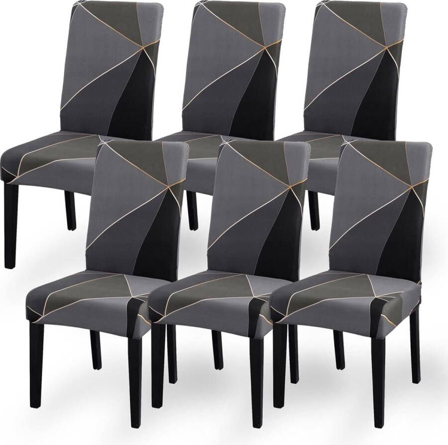 Merkloos Stoelhoezen Set van 6 stretch stoelhoezen voor eetkamerstoelen afneembare wasbare stoelen bescherming decoratie stoelhoes voor thuis keuken hotel restaurant banket bruiloft feest