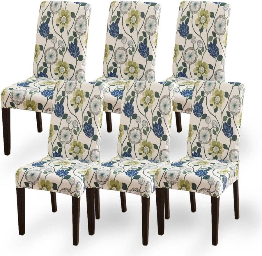 Merkloos Stoelhoezen Set van 6 stretch stoelhoezen voor eetkamerstoelen afneembare wasbare stoelen bescherming decoratie stoelhoes voor thuis keuken hotel restaurant banket bruiloft feest - Foto 2