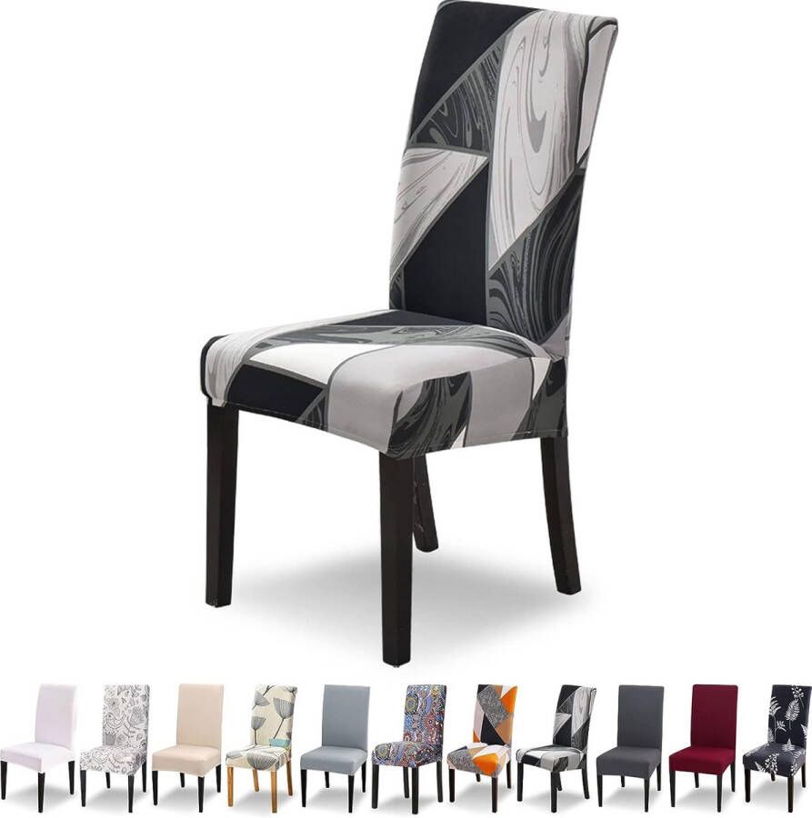 Merkloos Stoelhoezen set van 6 stuks stretch moderne stoelhoezen voor eetkamerstoelen stoelhoezen voor schommelstoelen universeel wasbaar beschikbaar stoelhoes voor eetkamer hotel banket keuken Zwart