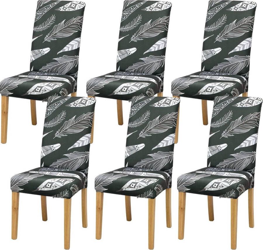 Merkloos Stoelhoezen set van 6 stuks stretch stoelhoezen voor eetkamerstoelen afneembare wasbare stoelbescherming decoratie stoelbekleding voor huis keuken hotel restaurant banket bruiloft feest