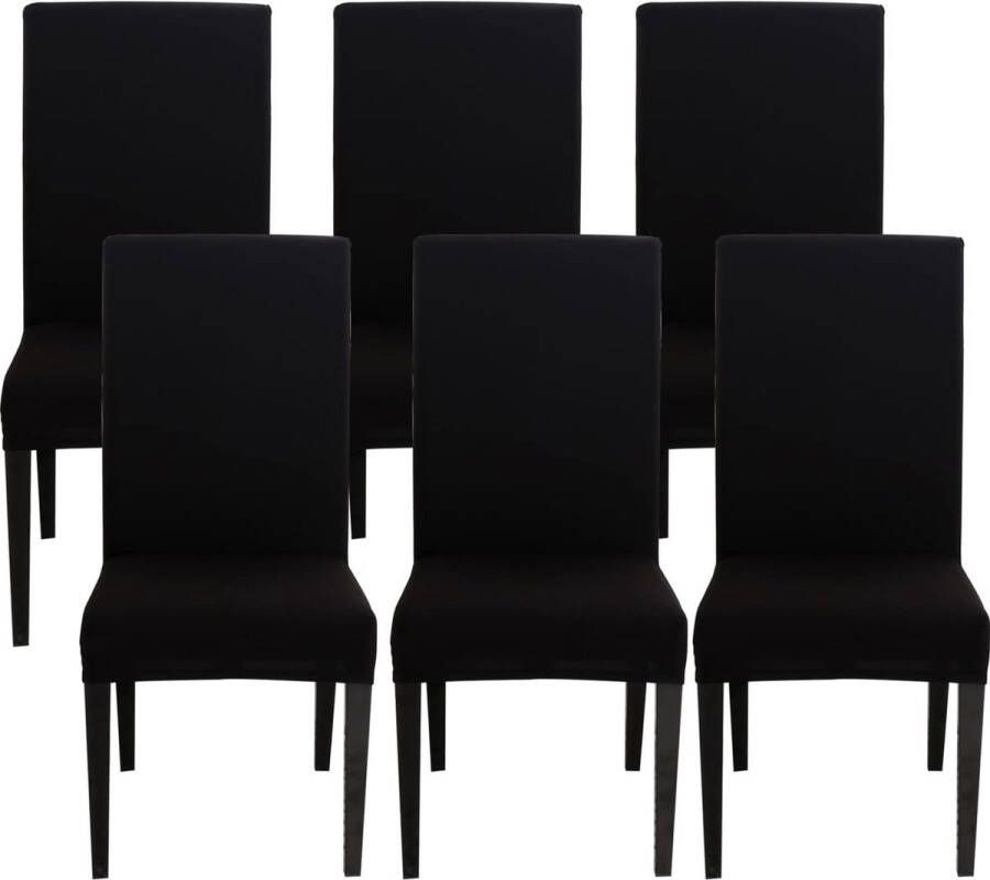 Merkloos Stoelhoezen set van 6 stuks stretch stoelhoezen voor eetkamerstoelen schommelstoel stretch stoelbeschermers afneembaar wasbaar universele stoelbekleding voor stoel eetkamer kantoor banket hotel (zwart)