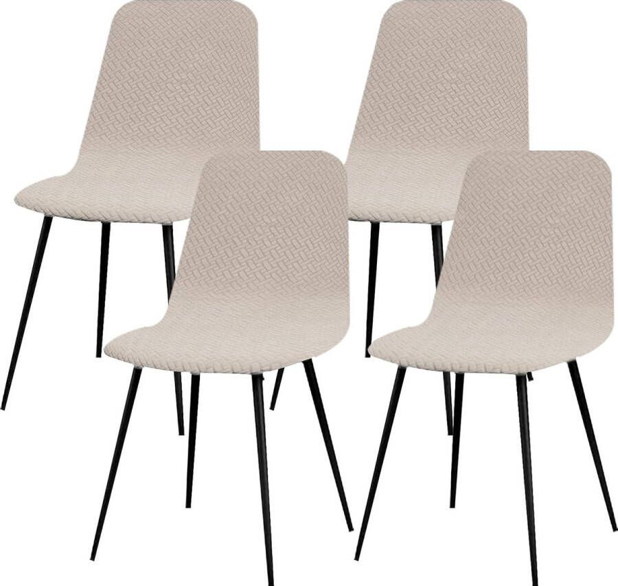 Merkloos Stoelhoezen stretch stoelhoezen voor eetkamerstoelen universeel wasbaar Scandinavian stoelbekleding voor keukenstoelen hotel banket diagonaal light camel