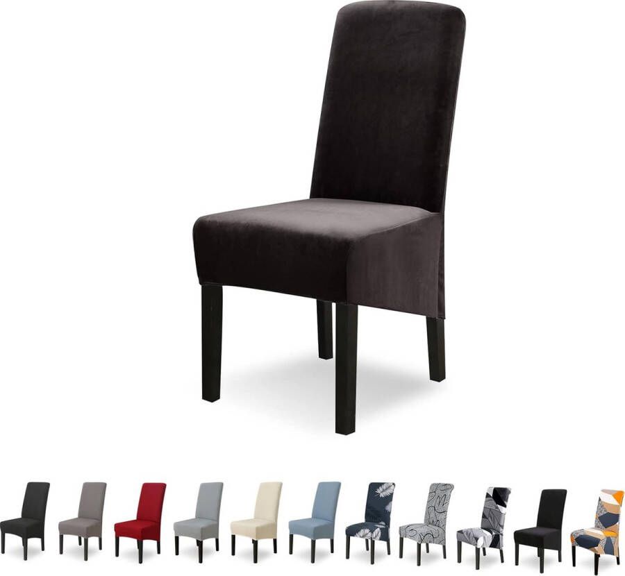 Merkloos Stoelhoezen XL set van 4 stretch schommelstoelen XL voor eetkamerstoelen elastaan universele stoelhoes voor eetkamer hotel banket grijs