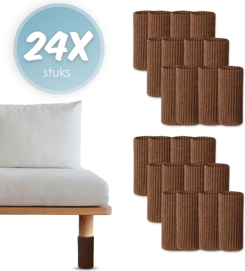 'merkloos'' Stoelpoot beschermers Stoelpoot sokken Stoelpoot doppen Bruin 20 55 MM Anti kras 24 stuks voor 6 stoelen