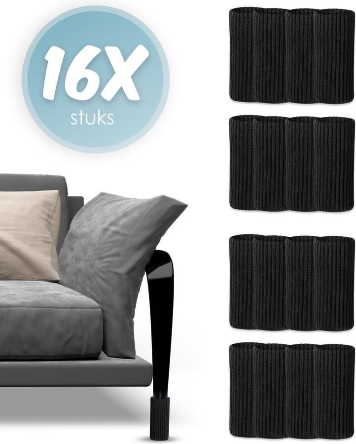 'merkloos'' Stoelpoot beschermers Stoelpoot sokken Stoelpoot doppen Zwart 20 55 MM Anti kras 16 stuks voor 4 stoelen