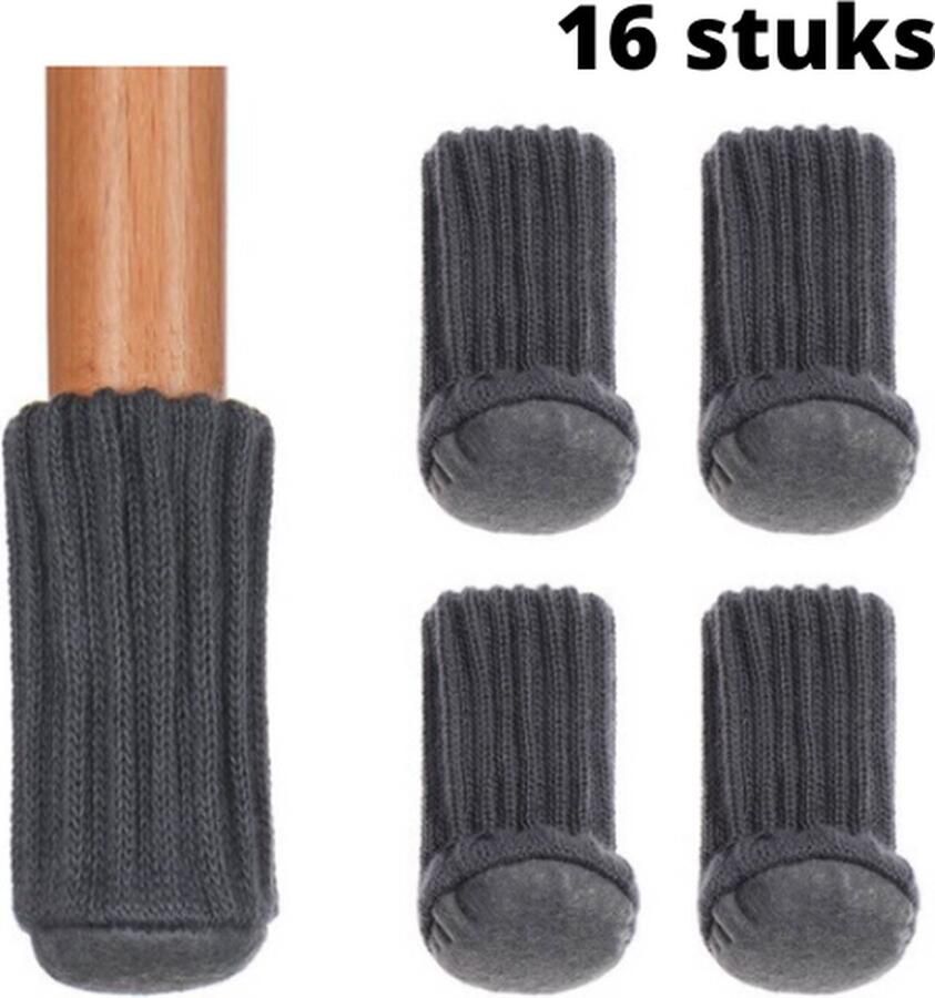 Merkloos Stoelpoot beschermers Stoelpoot sokken Vloerbeschermer Stoelpootdoppen Donker grijs 16 stuks