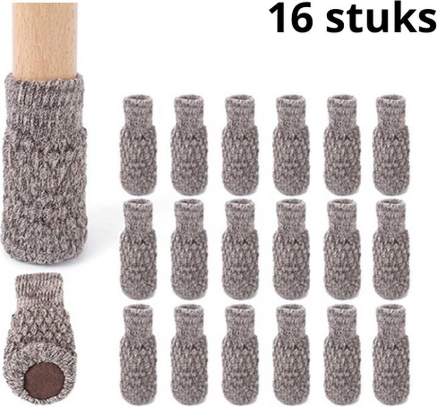 Merkloos Stoelpoot beschermers Stoelpoot sokken Vloerbeschermer Stoelpootdoppen Khaki 16 stuks