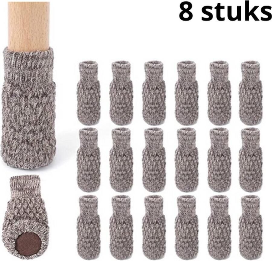 Merkloos Stoelpoot beschermers Stoelpoot sokken Vloerbeschermer Stoelpootdoppen Khaki 8 stuks