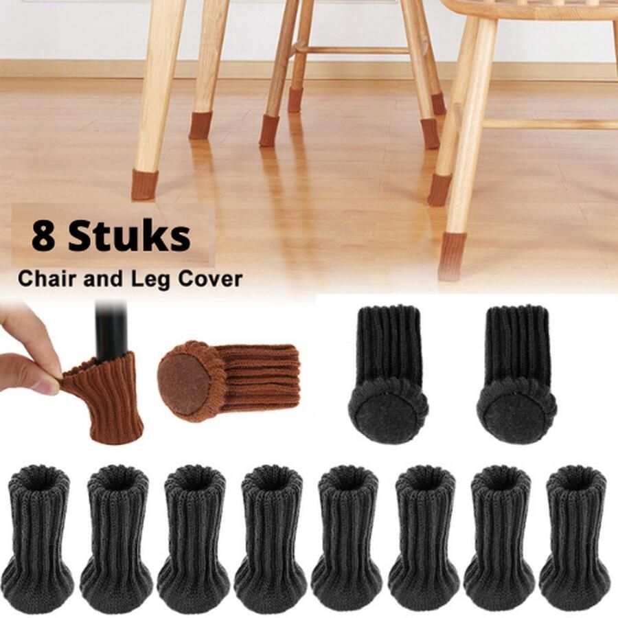 Merkloos Stoelpoot beschermers Stoelpoot sokken Vloerbeschermer Stoelpootdoppen Zwart 8 stuks