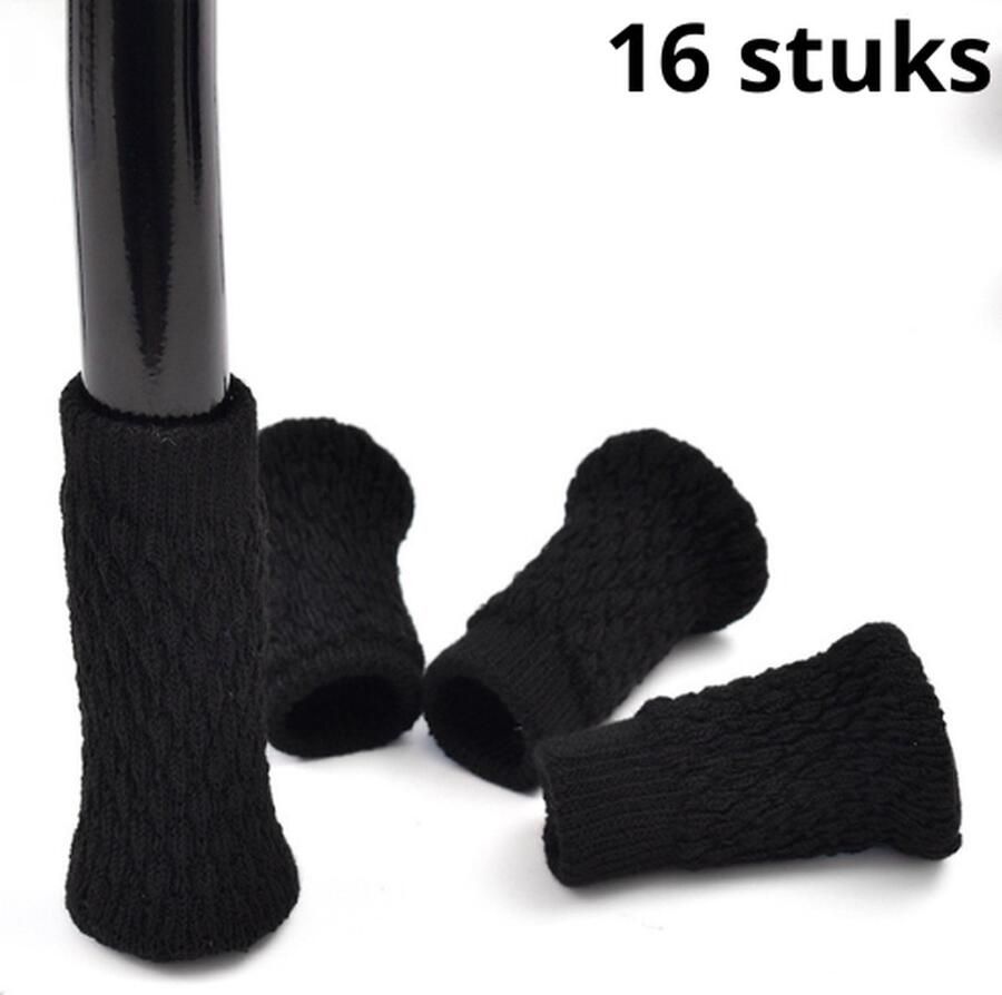 Merkloos Stoelpoot beschermers Stoelpoot sokken Vloerbeschermer Stoelpootdoppen Zwart patroon 16 stuks