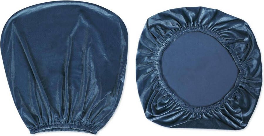 Merkloos Stretch spandex-stoelhoezen van fluweel 37-50 cm bureau-draaistoel-hoezen voor thuis eetkamer bar bruiloft feest decoratie stoelhoes + rugleuninghoes (koningsblauw)