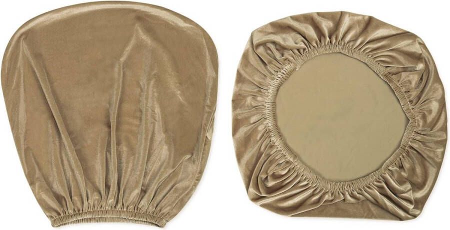 Merkloos Stretch spandex-stoelhoezen van fluweel 37-50 cm bureau-draaistoelhoezen voor thuis eetkamer bar bruiloft feest decoratie stoelhoes + rugleuninghoes (kaki) - Foto 2