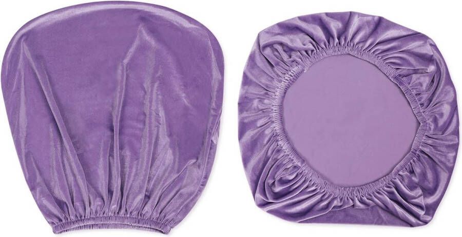 Merkloos Stretch spandex-stoelhoezen van fluweel 37-50 cm bureau-draaistoelhoezen voor thuis eetkamer bar bruiloft feest decoratie stoelhoes + rugleuninghoes (lichtpaars)