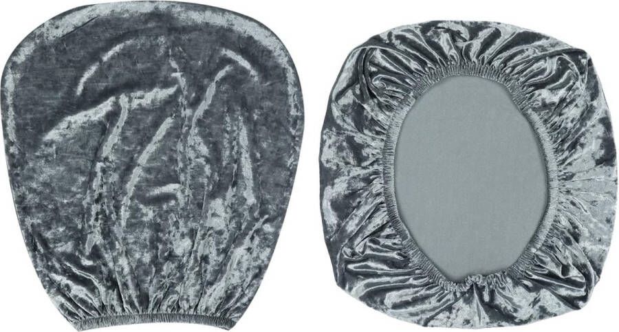 Merkloos Stretch spandex-stoelhoezen van fluweel 37-50 cm bureau-draaistoelhoezen voor thuis eetkamer bar bruiloft feest decoratie stoelhoes + rugleuning (grijs)