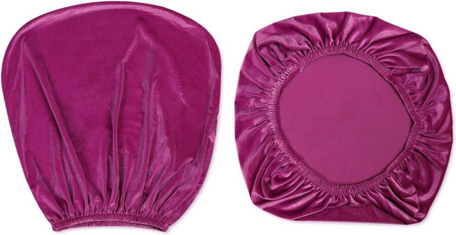 Merkloos Stretch spandex-stoelhoezen van fluweel 37-50 cm bureau-draaistoelhoezen voor thuis eetkamer bar bruiloft feest decoratie stoelhoes + rugleuninghoes (rozerood)