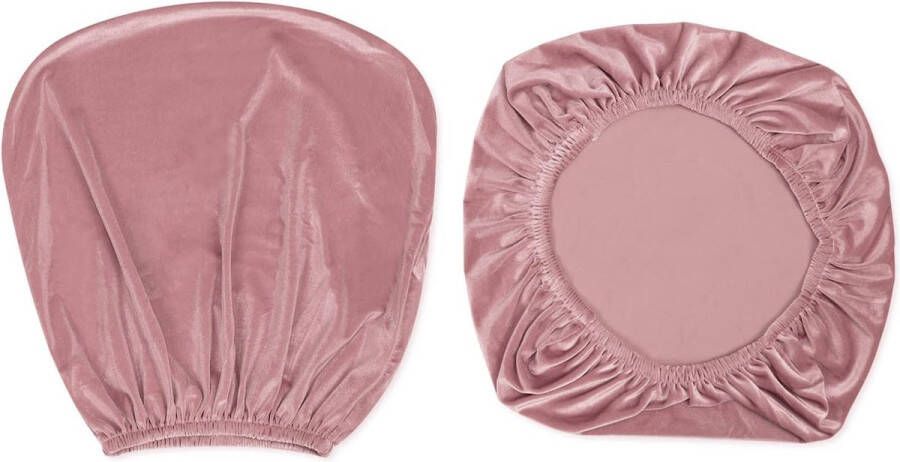 Merkloos Stretch spandex-stoelhoezen van fluweel 37-50 cm bureau-draaistoelhoezen voor thuis eetkamer bar bruiloft feest decoratie stoelhoes + rugleuninghoes (jaderosa)