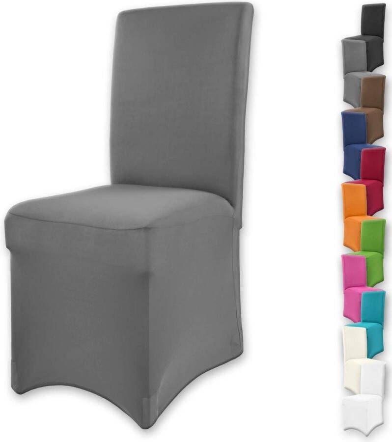 Merkloos Stretch stoelhoes ronde en hoekige rugleuningen bi-elastische pasvorm met Öko-Tex zegel Standard 100: getest vertrouwen (antraciet)