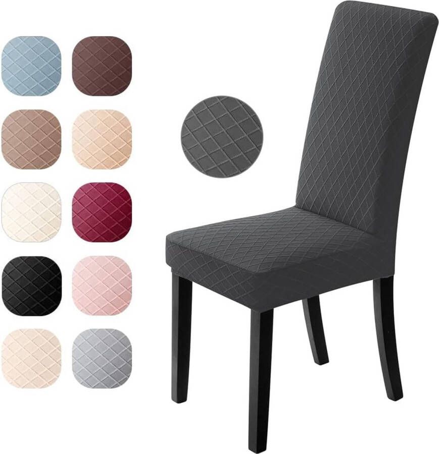 Merkloos Stretch Stoelhoezen Elastische Moderne Stoelbeschermer Stoelhoezen Verwijderbare Wasbare Stoel Kussenovertrekken Jacquard Stoel Meubelbeschermers Hoezen voor Eetkamer Hotel(6 Stuks Donkergrijs) N