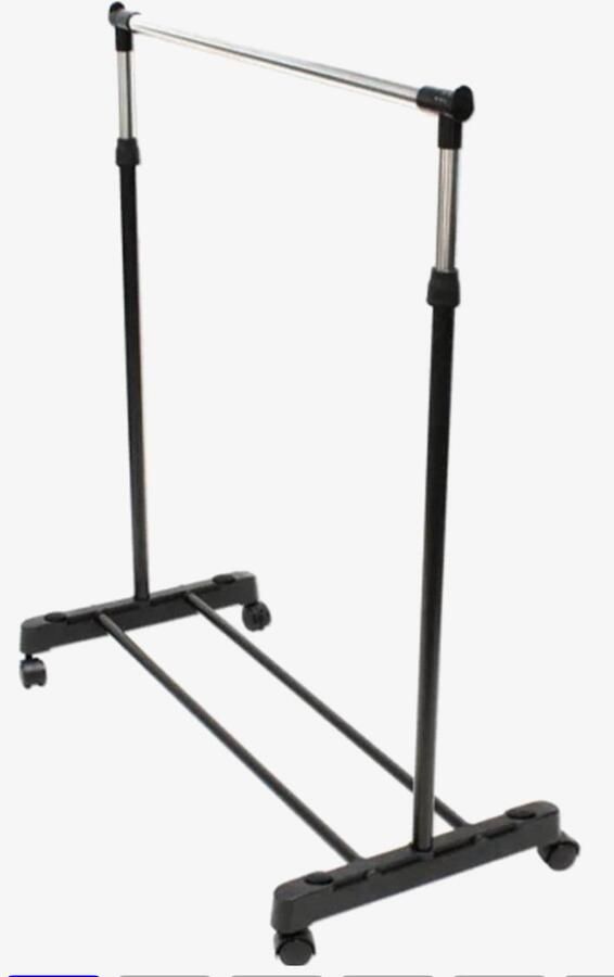 Merkloos Teleskop Verrijdbaar Kledingrek Verstelbaar Zwart