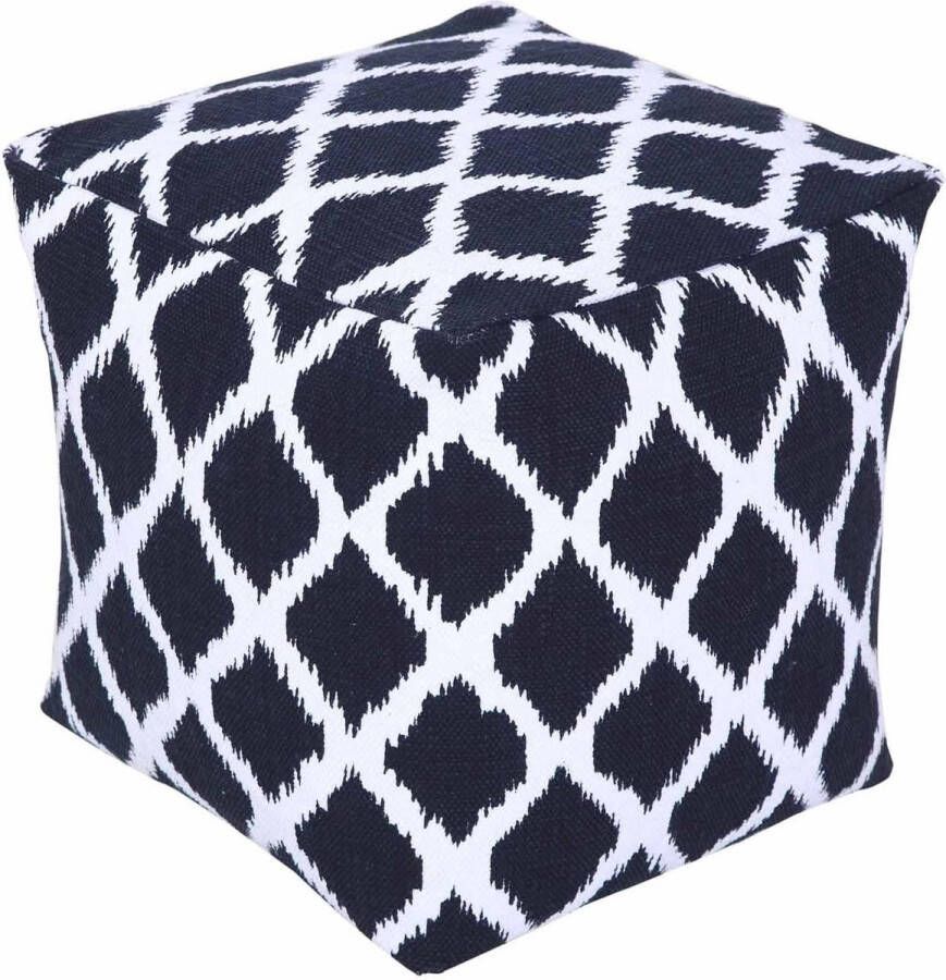 Merkloos Trendy Design zitpoef of poef ikat Blauw Wit – 2 maten - Foto 2