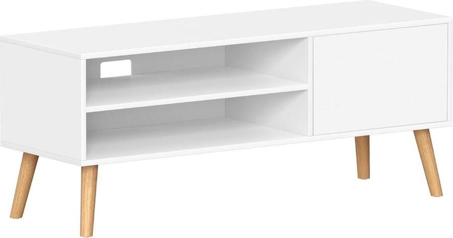 Merkloos TV-meubel Lowboard TV-meubel voor tv's tot 55 inch 120 cm lange tv-standaard voor woonkamer Industrieel ontwerp Wit