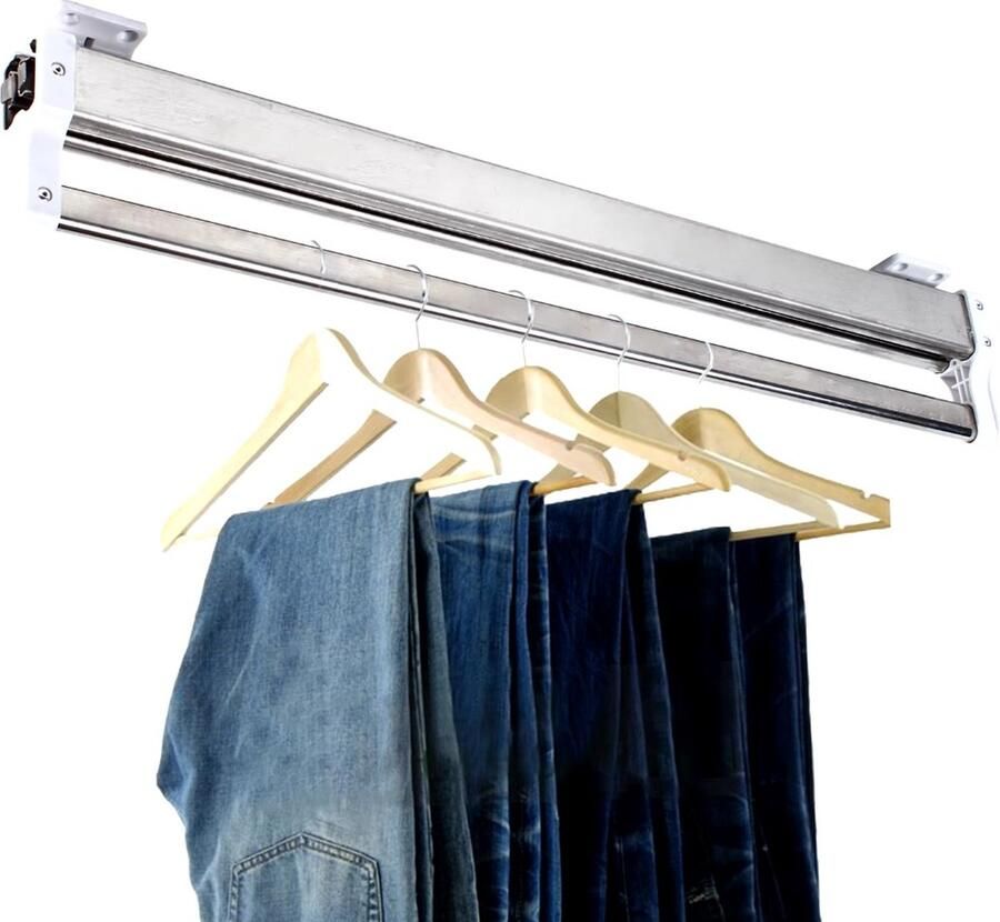 Merkloos Uitschuifbare Kledingkast rails Kledingrail voor Kledingkasten 542 mm Verstelbare Hanger Rail