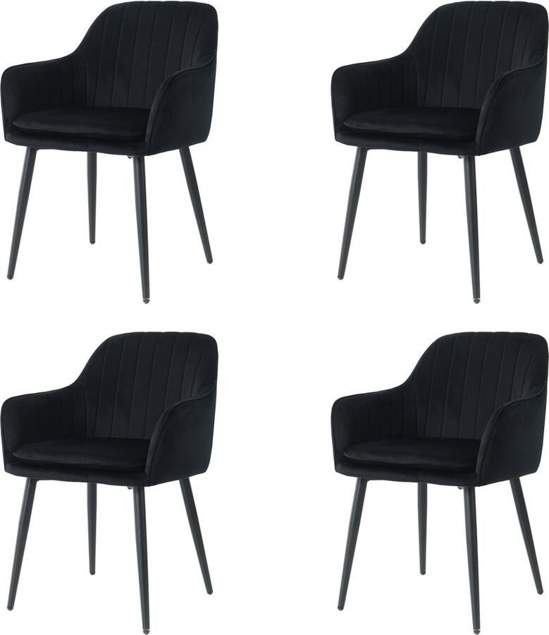 Merkloos velvet eetkamerstoelen met armleuning set van 4 Dublin stoel met armleuningen eetkamerstoel velvet stoel zwart