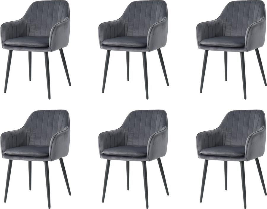 Merkloos velvet eetkamerstoelen met armleuning set van 6 Dublin stoel met armleuningen eetkamerstoel velvet stoel grijs