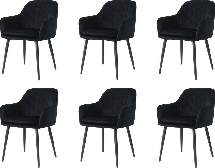 Merkloos velvet eetkamerstoelen met armleuning set van 6 Dublin stoel met armleuningen eetkamerstoel velvet stoel zwart