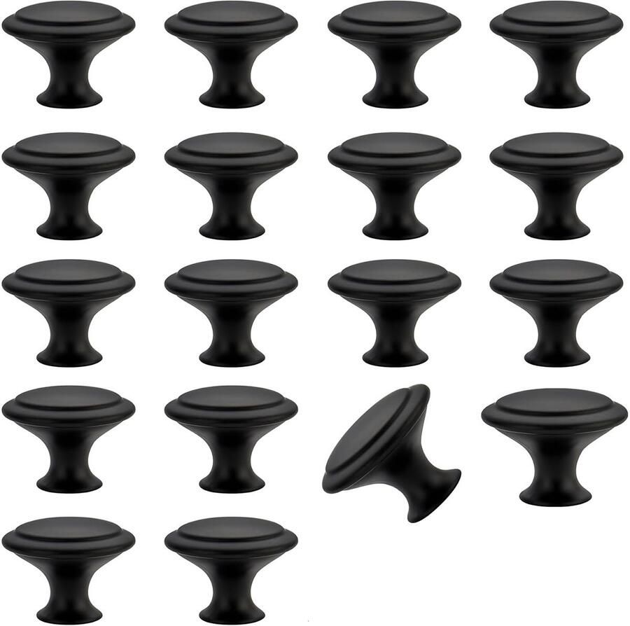 'merkloos'' Vitdipy 18 Stuks Kastknoppen zwart rond 30 mm Knoppen voor Lades en Kastdeuren- Inclusief bevestigingsbout Meubelknoppen