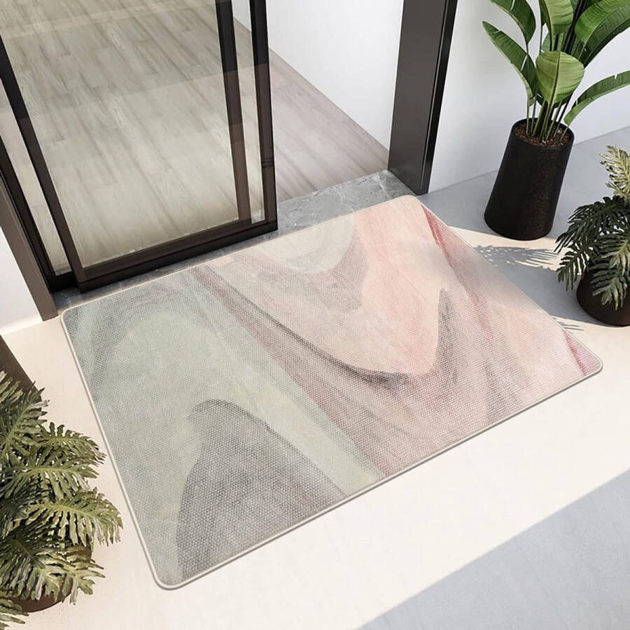 Merkloos Vloerkleed Tapijt imitatie kasjmier tapijt modern woonkamer slaapkamer gang tapijt zacht antislip binnentapijt wasbaar abstract (grijs roze 80 x 120 cm)