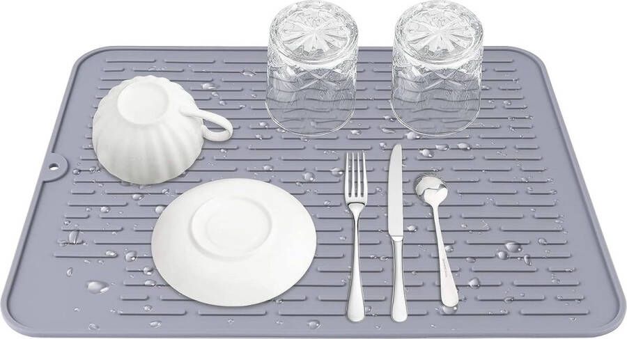 Merkloos Vloermat voor services 40 x 30 cm milieuvriendelijke vloermat van siliconen vloermat hittebestendig antislip vloermat voor keuken (grijs)