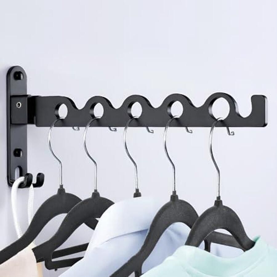 'merkloos' Wandmontage Kledingrek – 90° Draaibaar & Opvouwbaar Ruimtebesparend Droogrek voor Badkamer & Wasruimte