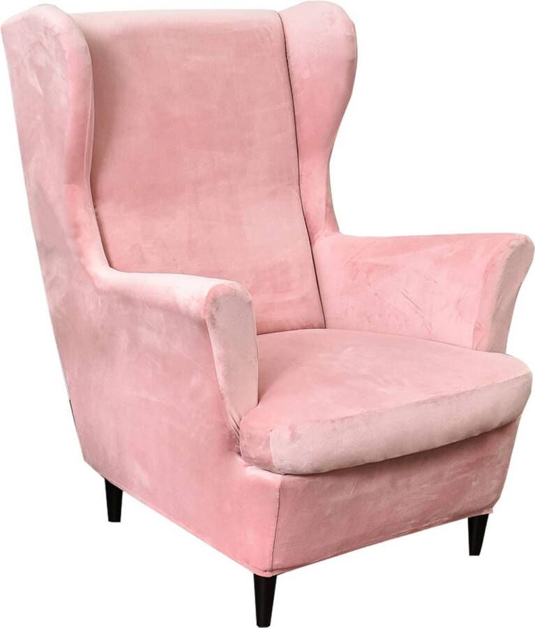 Merkloos Wingback stoelhoezen 2-delige set Stretch Wingback stoelkussen bankhoezen fluwelen fauteuil gooit Wing Back stoelhoezen meubelbeschermers voor woonkamer slaapkamer hotel
