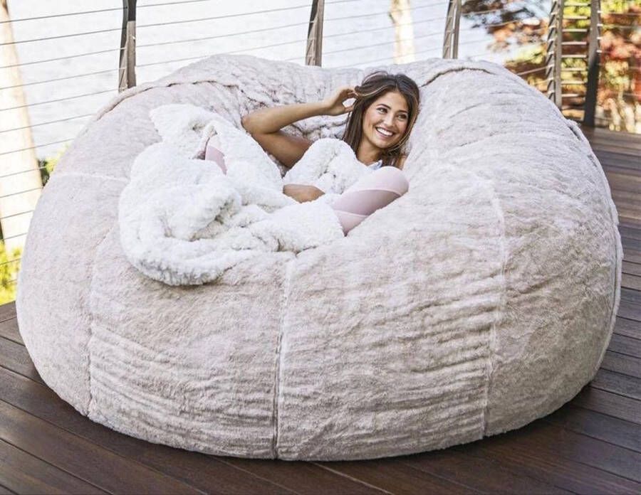 Merkloos Wonen Zitzak Bean Bag XXL-zitzak Fatboy zacht behaaglijk zitzak stoelovertrek voor volwassenen (zonder vulling) wasbaar 150 x 75 cm wit
