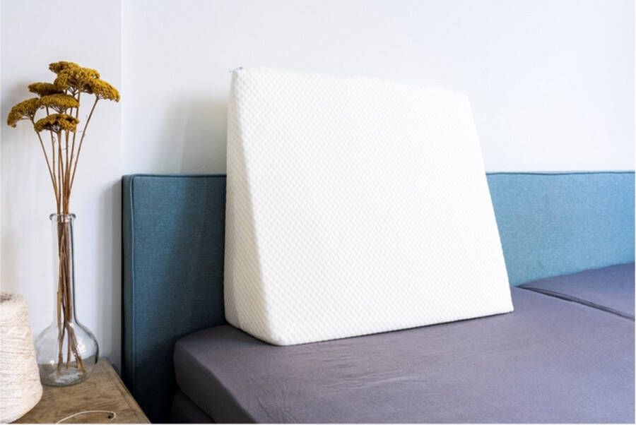 Merkloos Zitkussen of leeskussen voor in bed stevig kussen 60x50x19 cm driehoek ÖKO-TEX gecertificeerd
