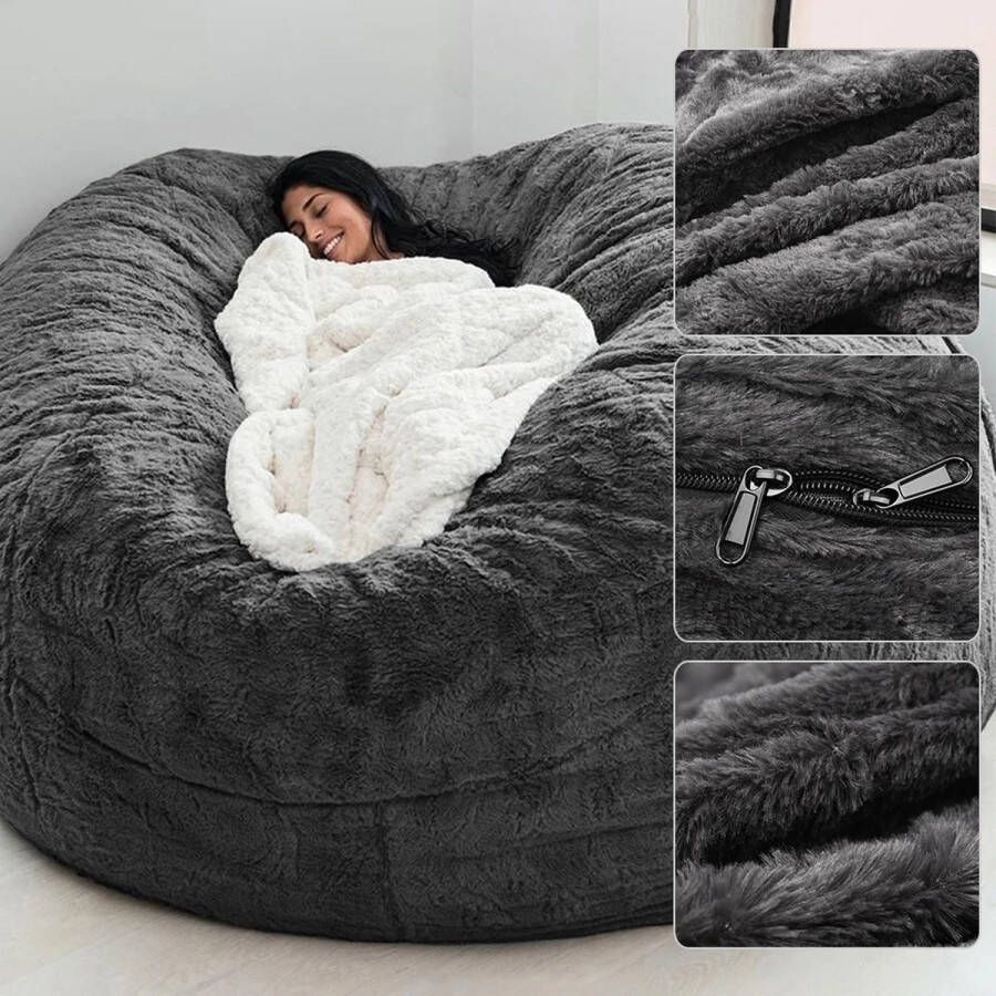 'merkloos'' Zitzak Bean Bag XXL-zitzak Fatboy zacht behaaglijk zitzak stoelovertrek voor volwassenen (zonder vulling) wasbaar 150 x 65 cm zwart