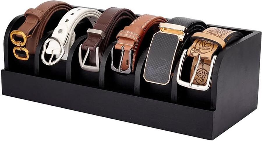 Merkloos Zwarte riem opbergdoos Opbergrek Geschikt Voor kast en lade Riem opbergdoos bamboe riemvitrine riem organizer Geschikt Voor lade Riemorganizer Lade en Kledingkast