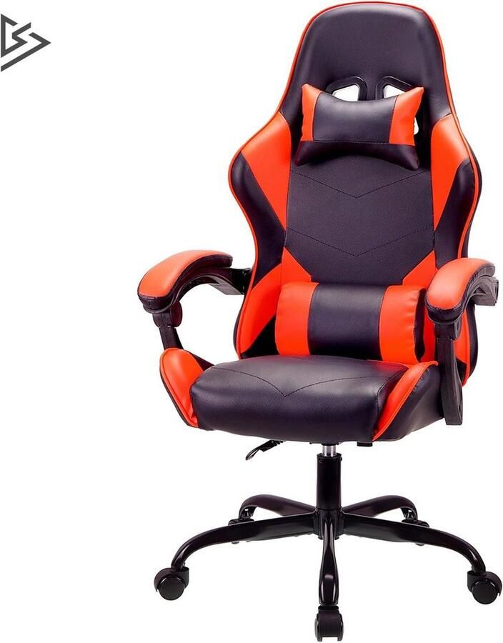 Merklooss Gaming Stoel Ergonomische Bureaustoel Bureaustoelen voor Volwassenen en Kinderen Chair Kantelbaar Zwart met Oranje