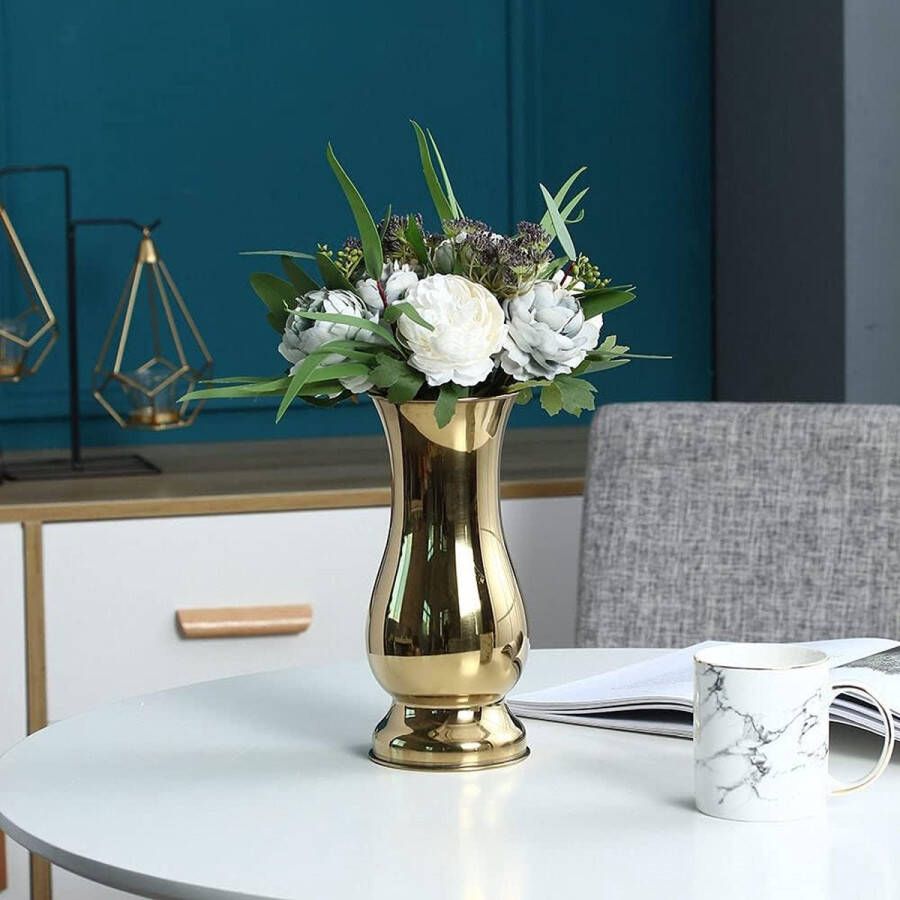 Merklose 7x17cm Roestvrijstalen vaas tafelblad Vazen Eenvoudige stij voor Home Office Bureau estaurantdecoratie Decoratie Goud