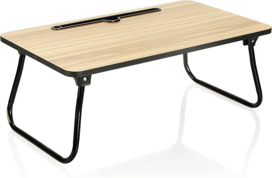 Merklose bed serveertafel moderne knietafel opklapbare bedtafel met tablethouder bijzettafel bedblad (1 stuk bruin)