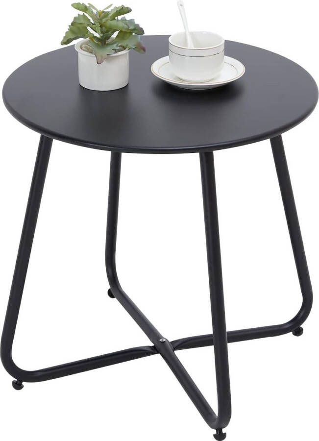 Merklose Bijzettafel kleine bijzettafel metaal tuinbijzettafel rond salontafel en koffietafel met verstelbare tafelpoten (zwart Ø 45 x 45 cm)